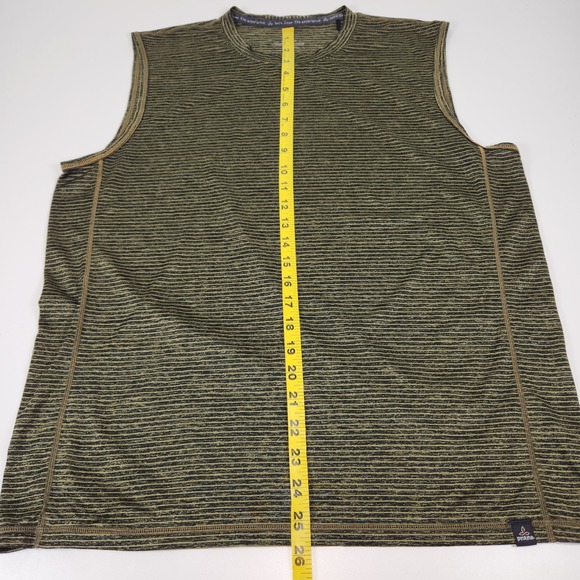 Prana Mens Large Hardesty Performance Tank Sleeveless Athletic Shirt Green Black - Picture 11 of 11